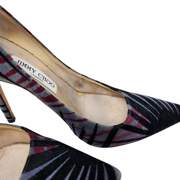 Canvas Abel Stiletto Heels Pointed Toe Pumps Multicolor Slip On Size 37 - Picture 5 of 11